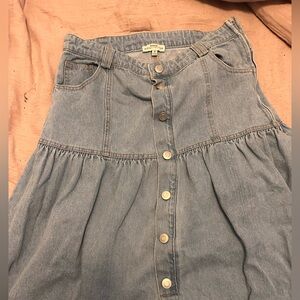 Moon River Denim Button-Front Skirt